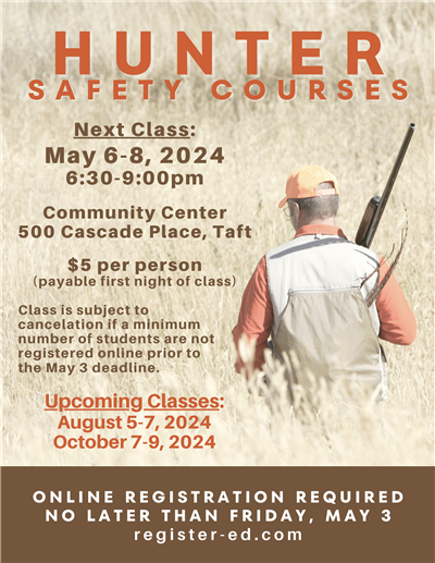 Flyer for Hunters Safety Course 