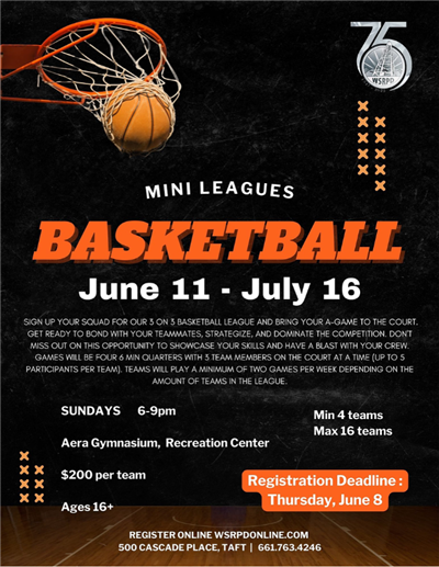 Flyer explaining the Mini League Basketball Program