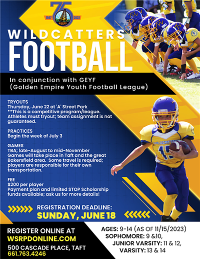 Flyer for 2023 Wildcatters football program