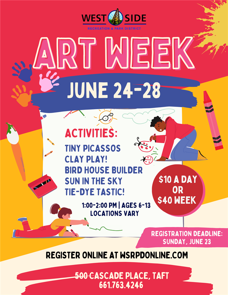 Flyer explaining Art Week Activities