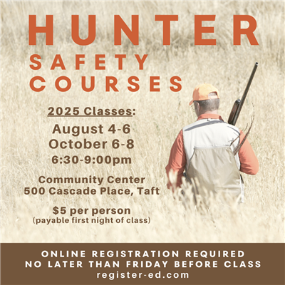 August and October dates for Hunters Safety Course