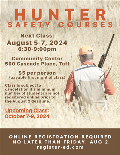 Info on hunters safety course in august 2024