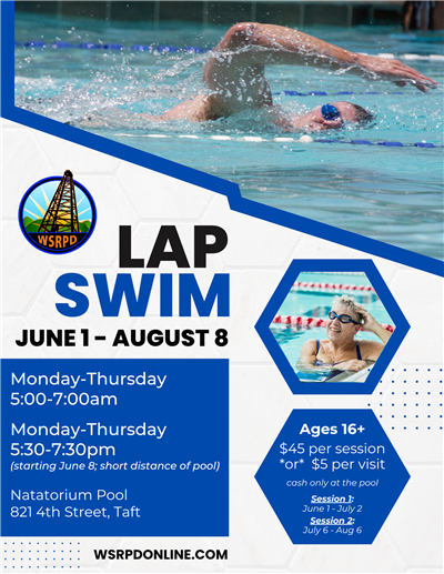 Flyer for Lap Swim in summer 2026
