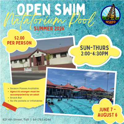 Flyer with information on 2026 season of Open Swim