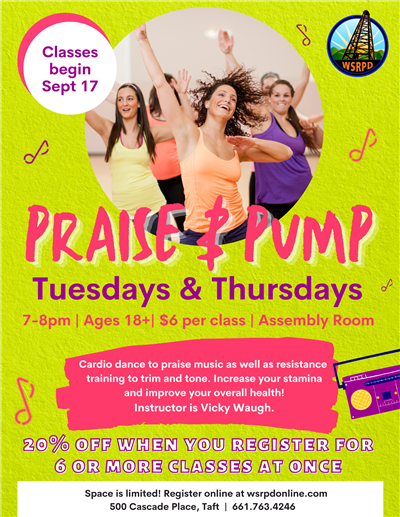 Flyer for Praise & Pump exercise class