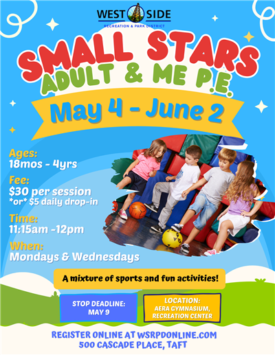 Flyer with details oMay session of Small Stars P.E.