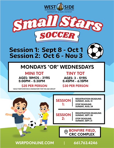 Flyer for Small Stars Soccer program