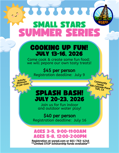 Flyer for Small Stars Summer Fun Series