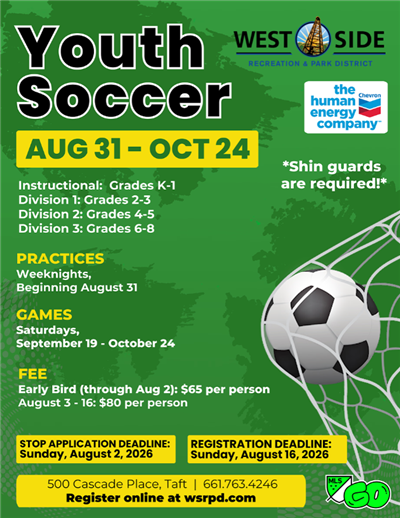Flyer for 2026 Youth Soccer Program