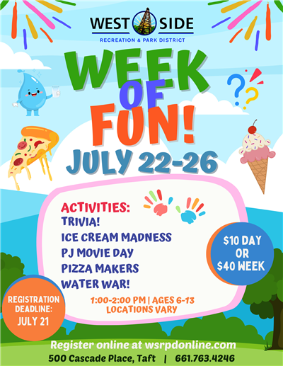 Flyer with information on Week of Fun activity