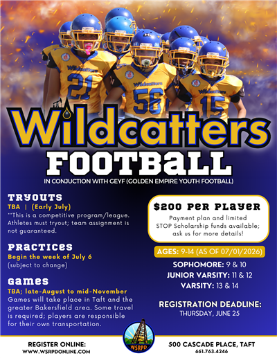 Wildcatters Football program registration information